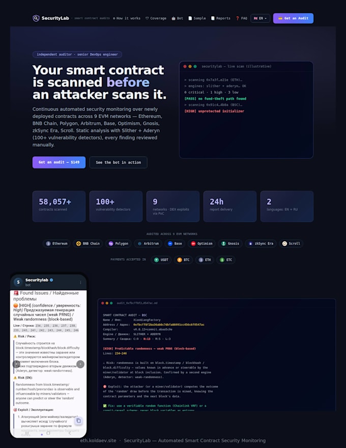 do solidity smart contract security audit and evm analysis