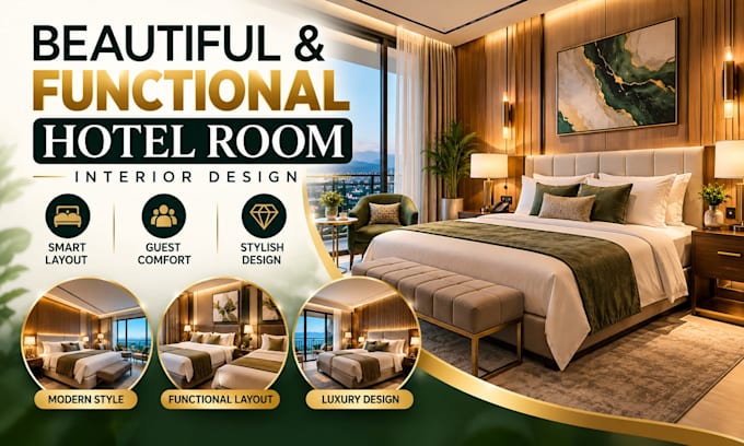 create a beautiful and functional hotel room interior design
