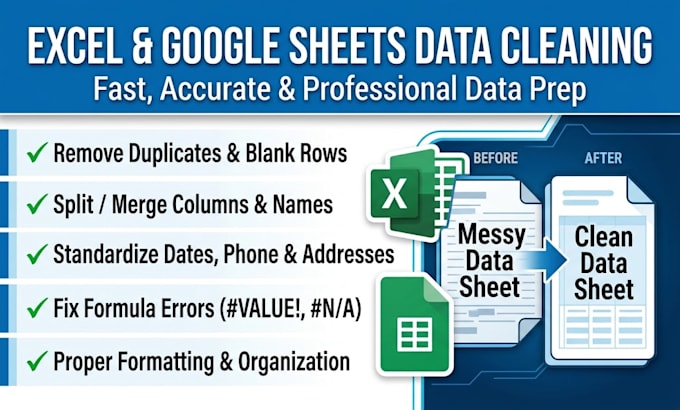 clean data sheets excel and google