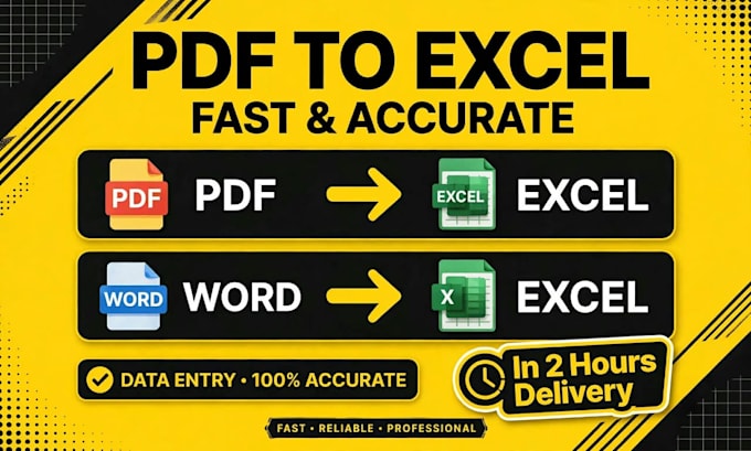 do data entry, excel work, pdf to excel and fast typing