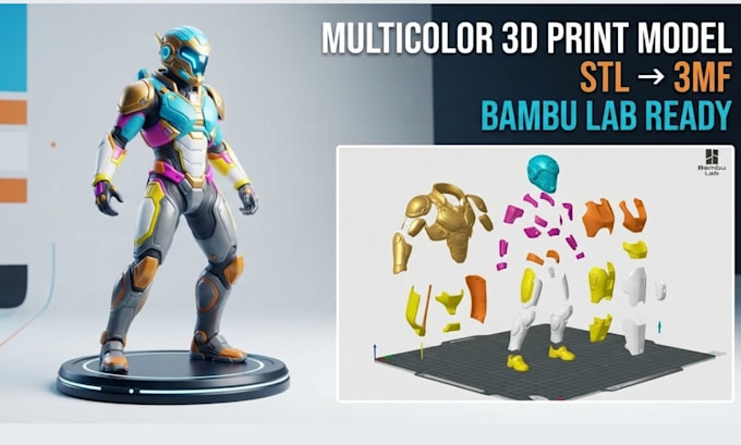design multicolor 3d printable model convert 2d to 3d stl 3mf bambulab prusa amu