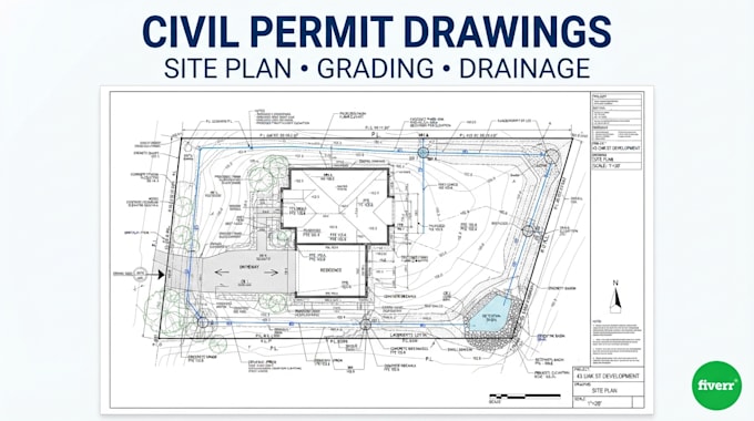 create civil site plan grading and permit drawings