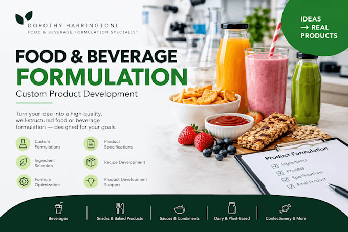 develop professional food and beverage formulations