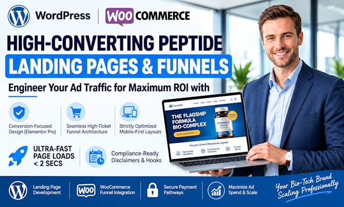 design a high converting peptide landing page or supplement funnel
