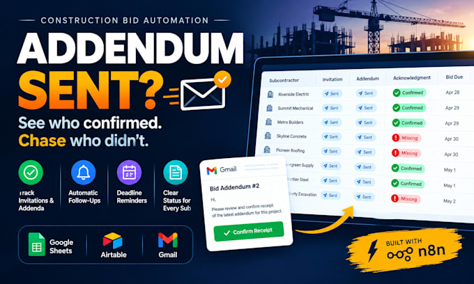 automate bid addendum tracking and subcontractor follow ups