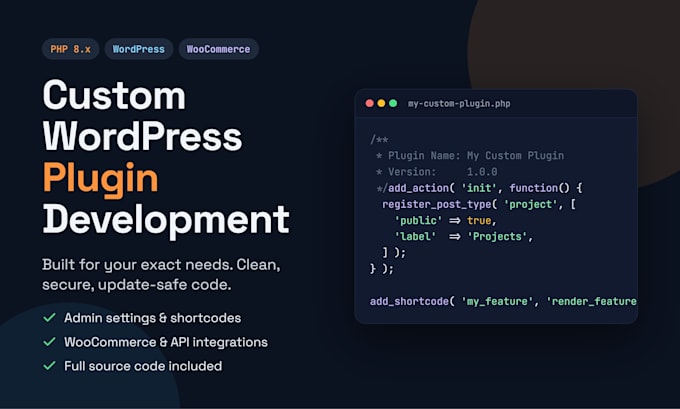 develop custom wordpress plugin in PHP for your needs