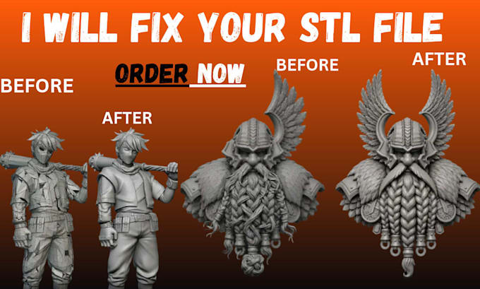 repair, edit, redesign, split slice 3d scan cleanup obj, 3mf stl for 3d printing