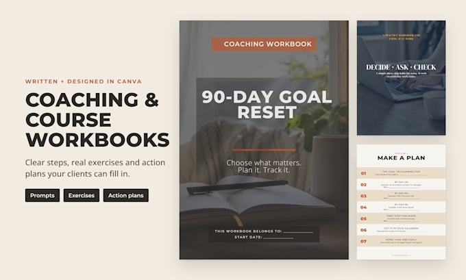 design and write your coaching or course workbook in canva