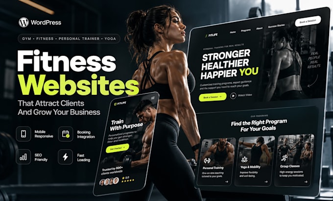 design a wordpress personal trainer website, gym website wordpress website
