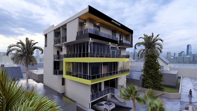 create a realistic architectural exterior rendering