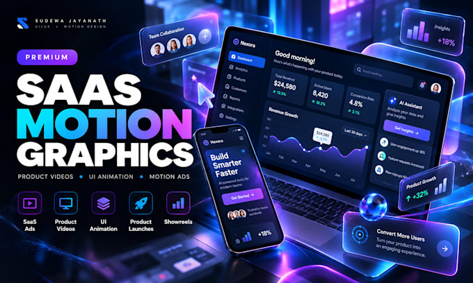 create premium saas motion graphics ads and product videos