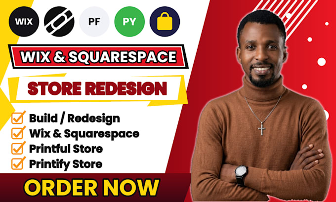 l build develop wix squarespace printful printify website redesign shop store
