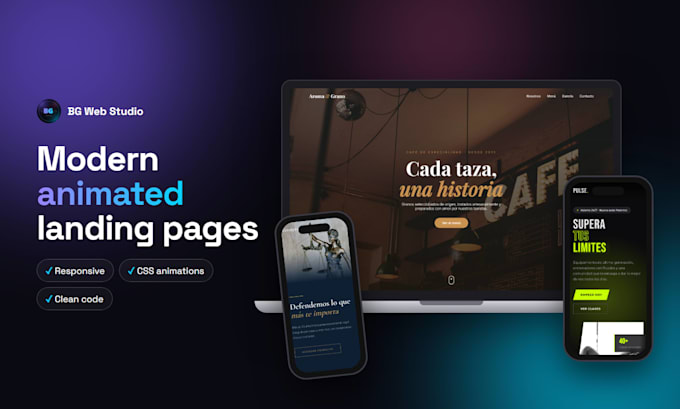 create a modern responsive landing page with css animations