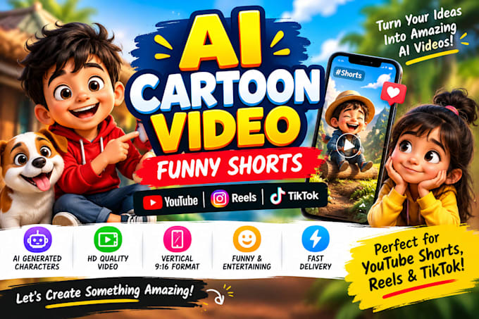create a funny ai cartoon video for youtube shorts