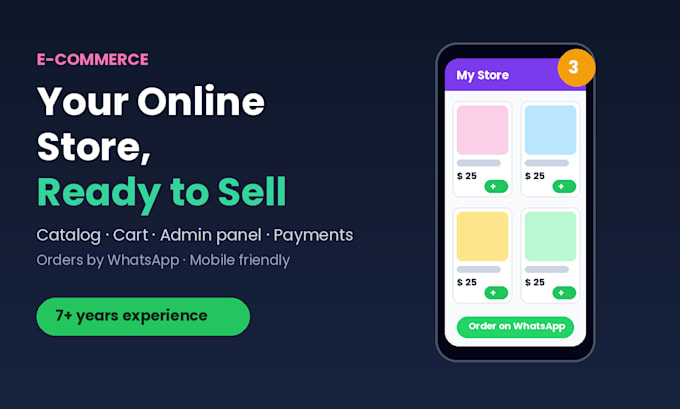 build a responsive ecommerce online store website with whatsapp checkout
