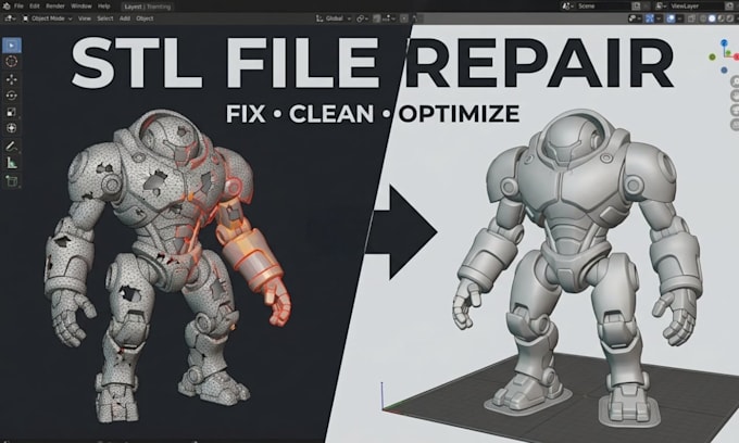 fix repair custom 3d model stl file 3mf 3d scan cleanup mesh modification