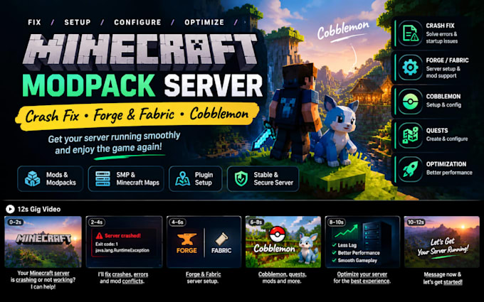 fix minecraft modpack server crashes forge fabric cobblemon setup