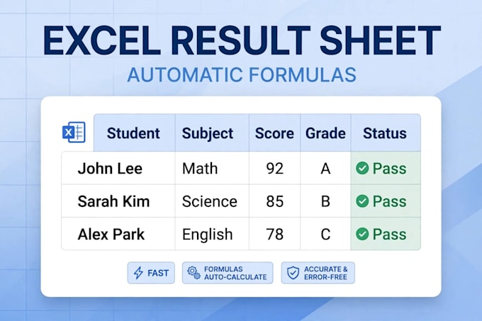 make automatic school result sheet in excel
