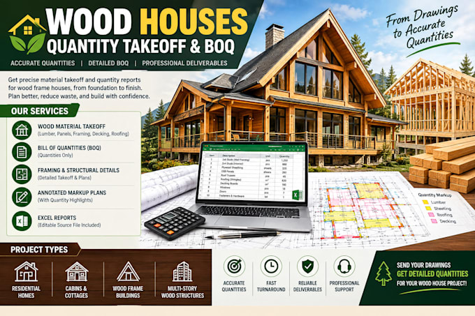 provide wood framing, lumber material takeoff