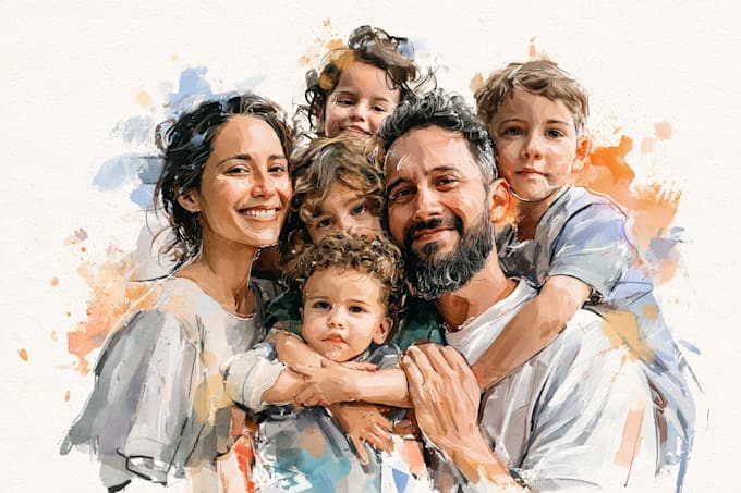 custom watercolor family portrait