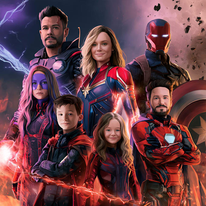 make custom family superhero portraits for gift