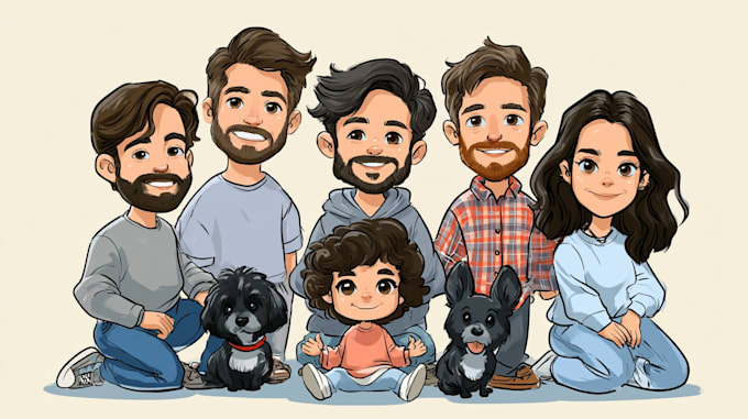 design personalized family cartoon characters