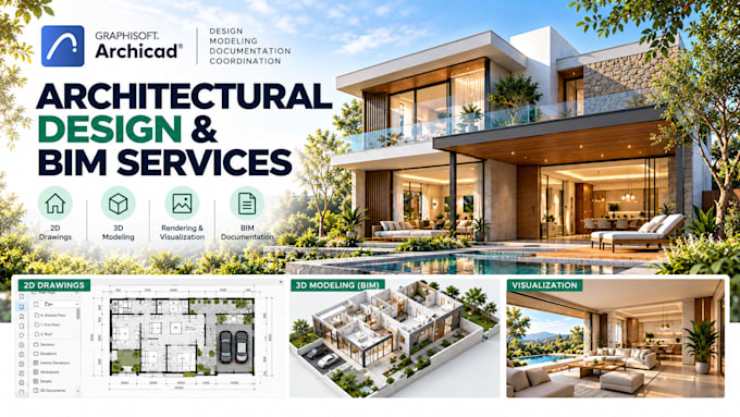 convert your sketch or 2d drawing into an archicad bim model