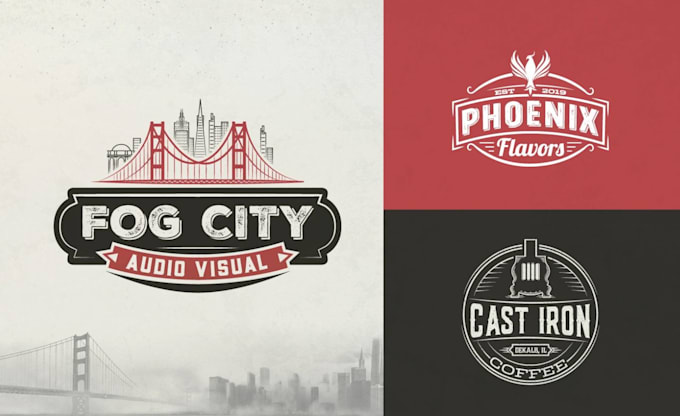 create vintage retro monoline logo and badge design