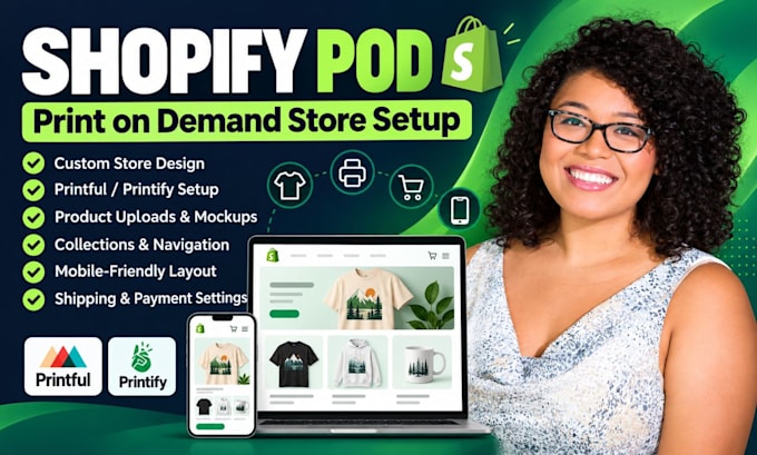develop shopify pod print on demand store printiful integration printify setup