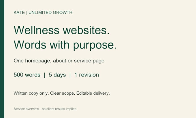 write a clear wellness coaching homepage or service page