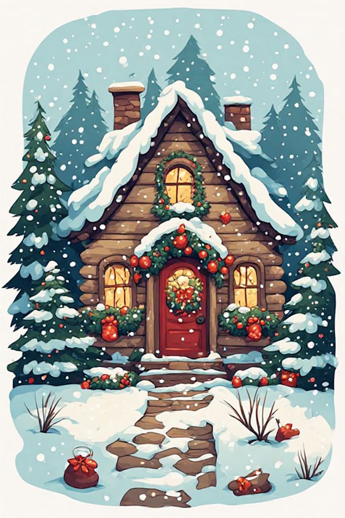 create stunning christmas winter illustration artwork