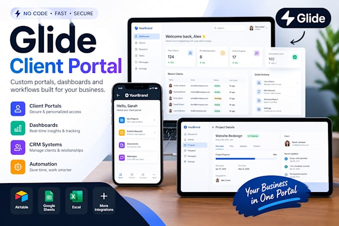 glide client portal glide apps glide dashboard glide CRM no code automation mvp