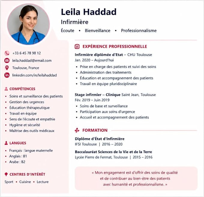 create a professional CV and resume