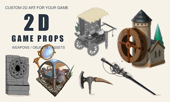 create stylized 2d game props and concept art