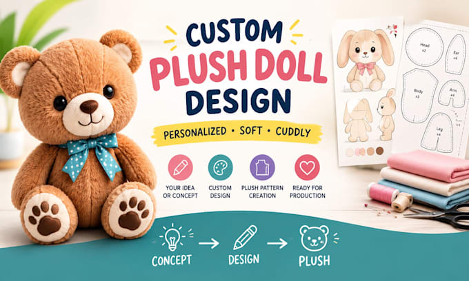 craft custom plush doll personalized soft cuddly plush toy patterns from concept