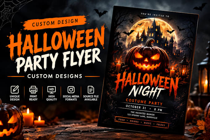 design a custom halloween party invitation flyer