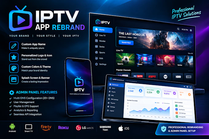 rebrand iptv app and admin panel logo