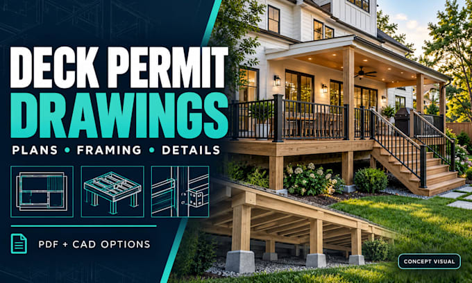 draw deck permit drawings with framing plans and details