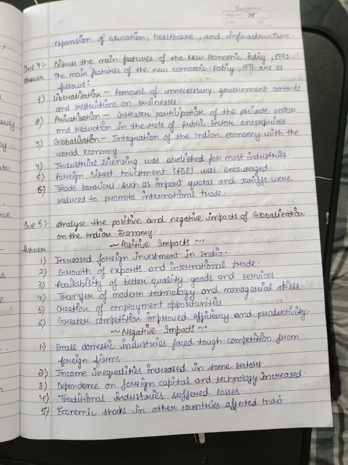 write neat handwritten notes