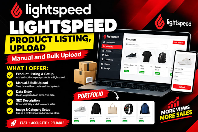 do lightspeed product listing, manual and bulk upload data entry seo description