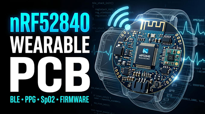 design nrf52840 wearable pcb, ble firmware and medical sensor electronics