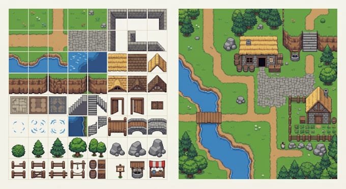 create custom pixel art tilesets, tilemaps, rpg, and game environments