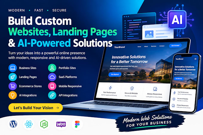 build custom websites landing pages with ai