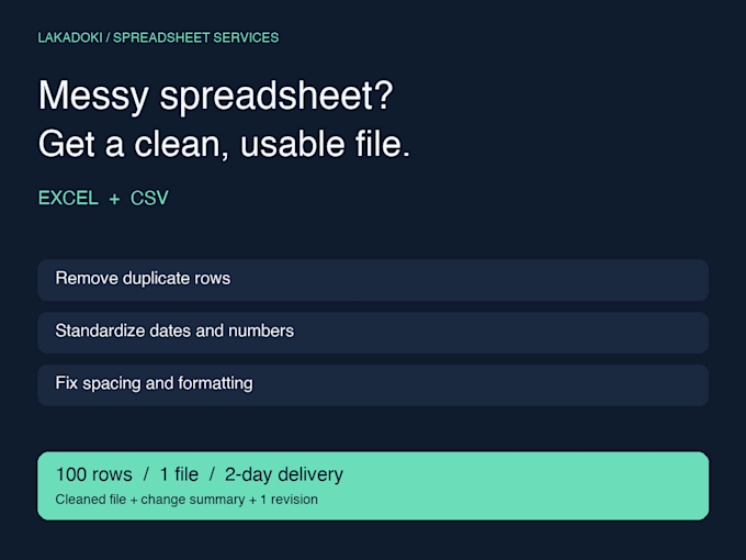 clean and format your excel or CSV data and remove duplicates