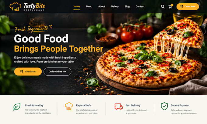 build a restaurant website with menu and online ordering