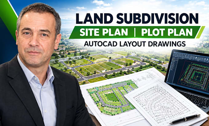 create land subdivision, site plan, plot plan and autocad layout drawings