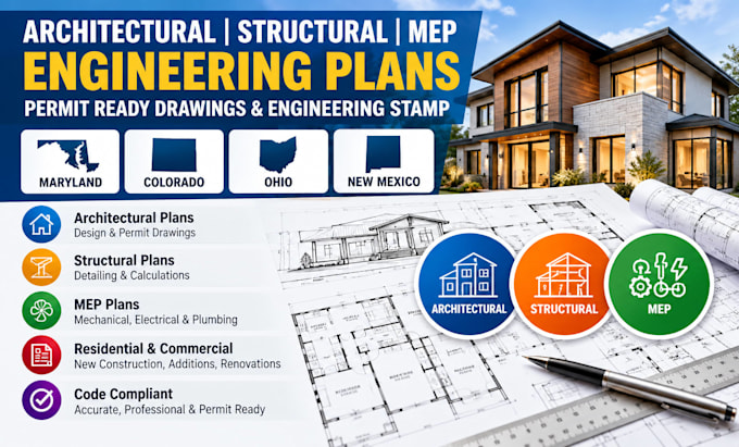 architectural and structural plan mep engineer stamp michigan colorado ohio nm