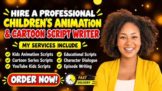 write children animation script, cartoon script kids story scenes youtube script