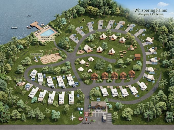 design campground maps, campsite layouts, rv park and trail navigation