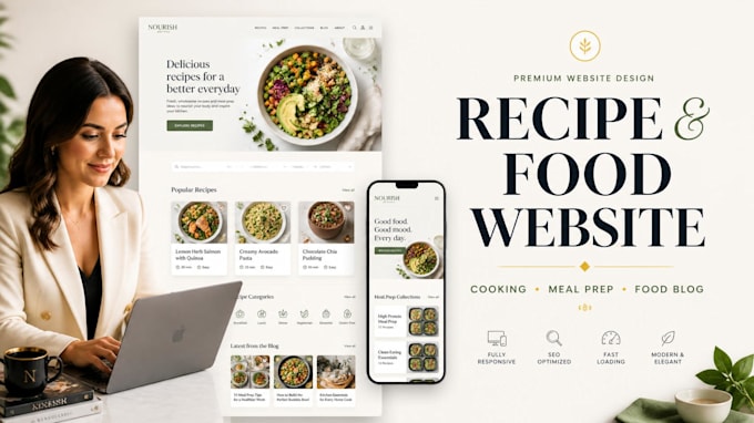 design catering website, recipe platform, food blogs and cooking website